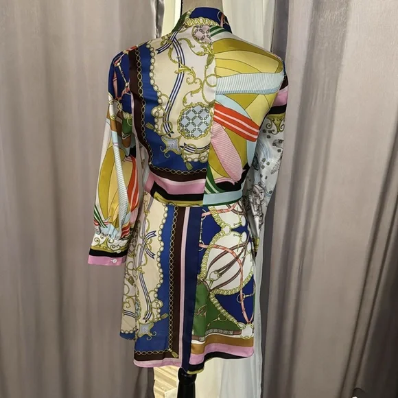 Zara Colorful Patterned Button-Up Dress, xs - Picture 4 of 6